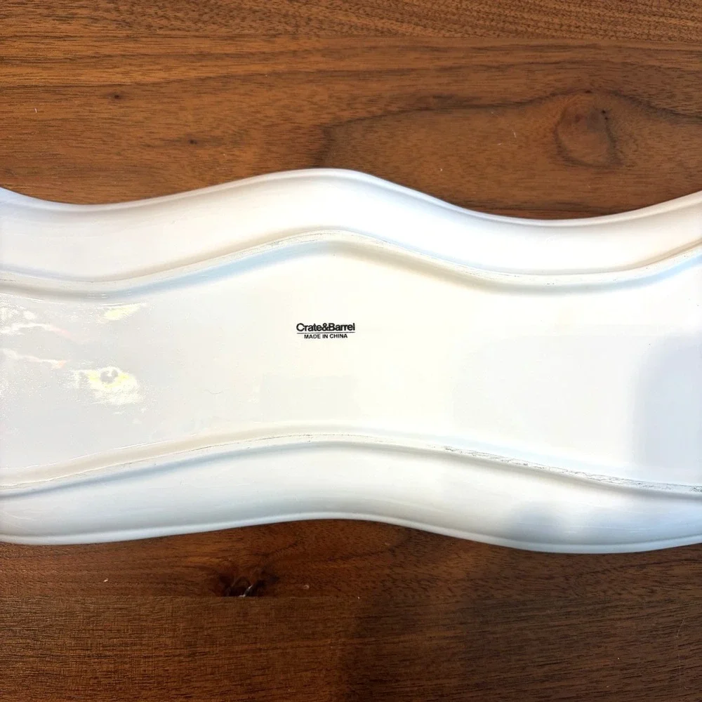 Crate & Barrel Snack Tray Condiment Bowl 4 Piece Set Blue Fish Ocean Coastal